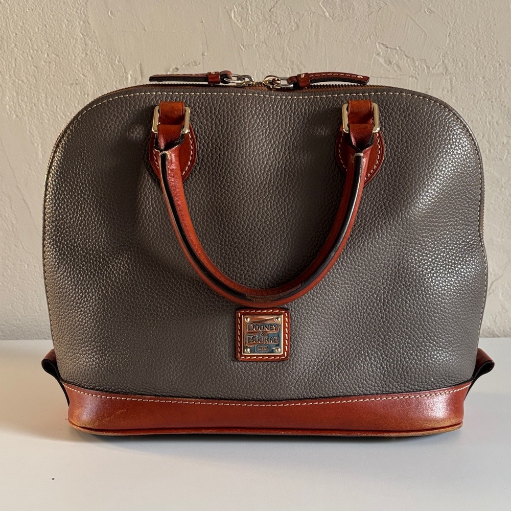 Dooney & Bourke Pebble Grain Zip Zip‎ Satchel, Elephant Gray Leather Handbag